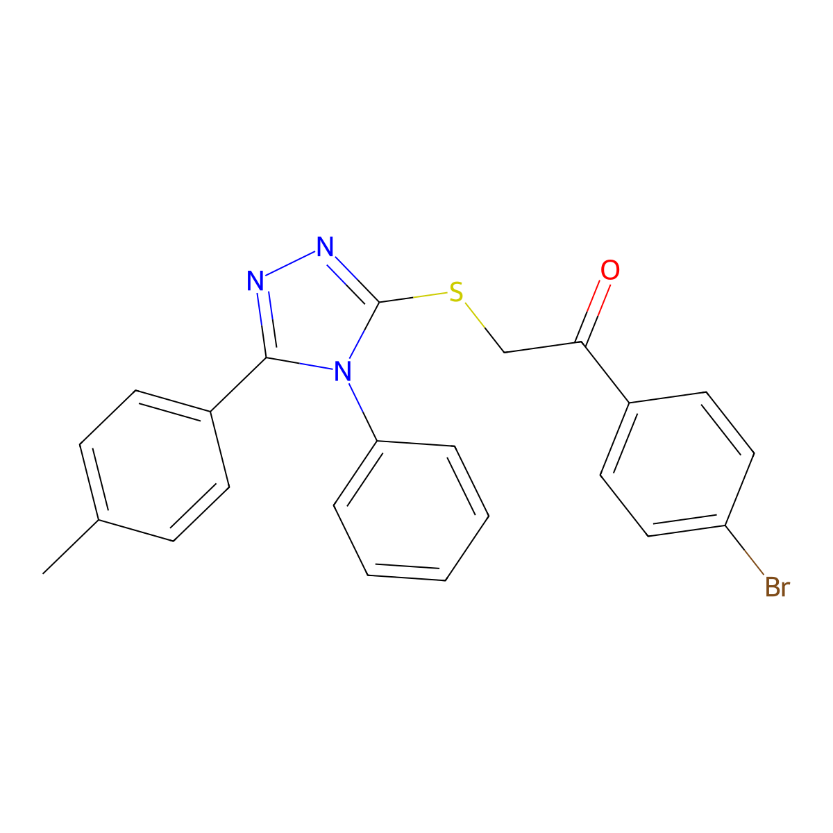 1-(4-bromophenyl)-2-((4-phenyl-5-(p-tolyl)-4H-1,2,4-triazol-3-yl)thio)ethanone molecular structure, CAS 540498-98-4