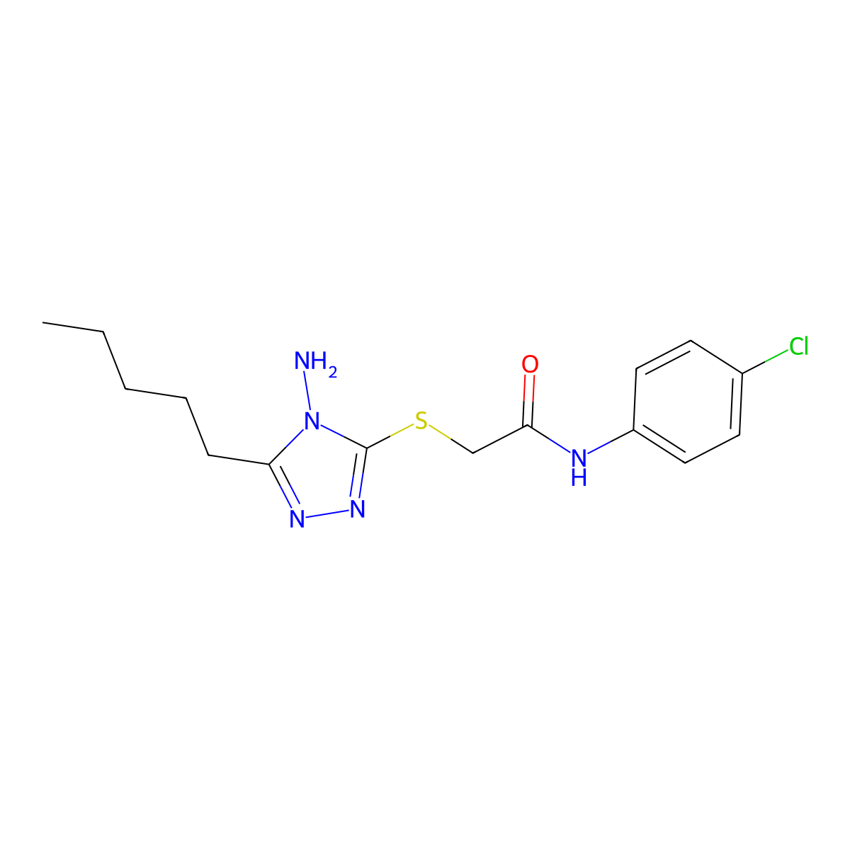 2-((4-Amino-5-pentyl-4H-1,2,4-triazol-3-YL)thio)-N-(4-chlorophenyl)acetamide molecular structure, CAS 540499-20-5