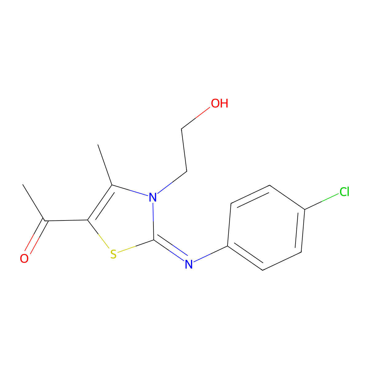 1-[2-(4-Chlorophenyl)imino-3-(2-hydroxyethyl)-4-methyl-1,3-thiazol-5-yl]ethanone molecular structure, CAS 540499-37-4