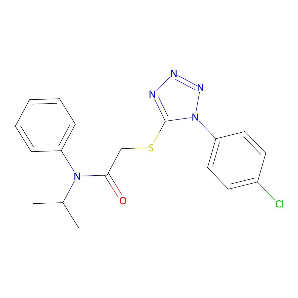 2-{[1-(4-chlorophenyl)-1H-tetrazol-5-yl]sulfanyl}-N-phenyl-N-(propan-2-yl)acetamide molecular structure, CAS 540499-51-2