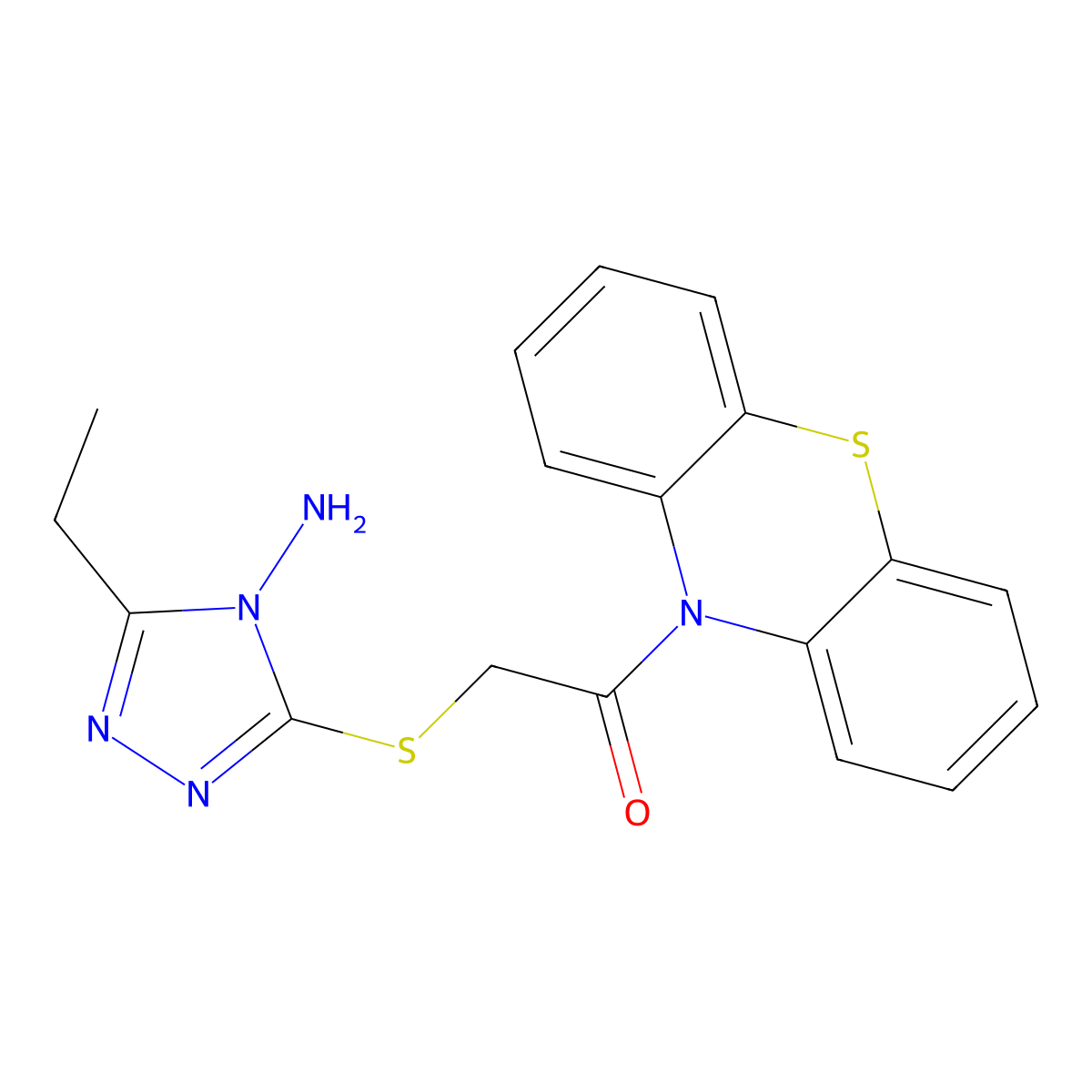 2-[(4-Amino-5-ethyl-1,2,4-triazol-3-yl)sulfanyl]-1-phenothiazin-10-ylethanone molecular structure, CAS 540499-70-5