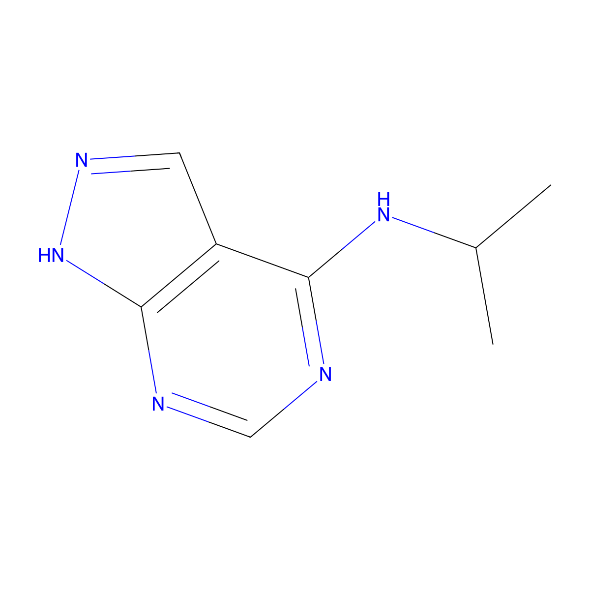 N-propan-2-yl-1H-pyrazolo[3,4-d]pyrimidin-4-amine molecular structure, CAS 5405-64-1