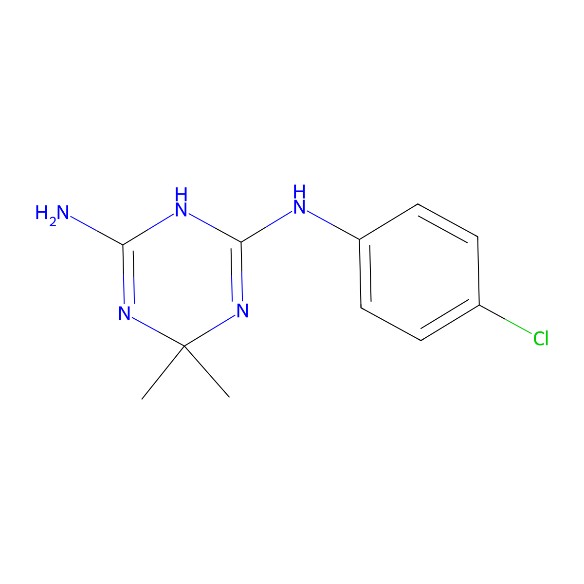 2-N-(4-chlorophenyl)-4,4-dimethyl-1H-1,3,5-triazine-2,6-diamine molecular structure, CAS 5405-65-2