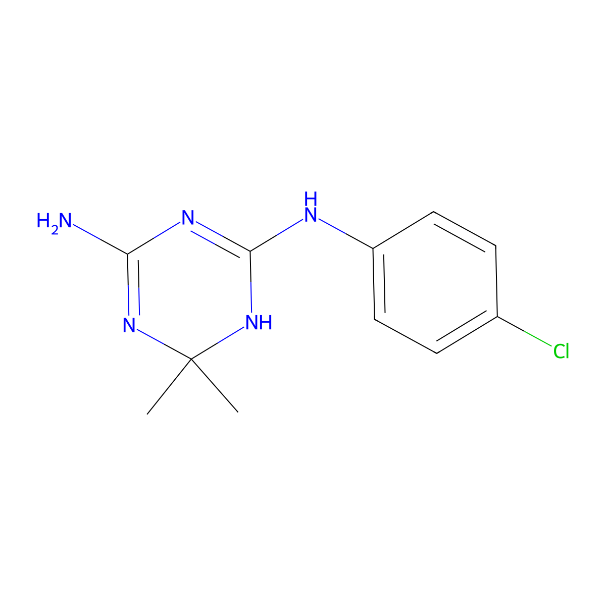 2-N-(4-chlorophenyl)-4,4-dimethyl-1H-1,3,5-triazine-2,6-diamine molecular structure, CAS 5405-65-2