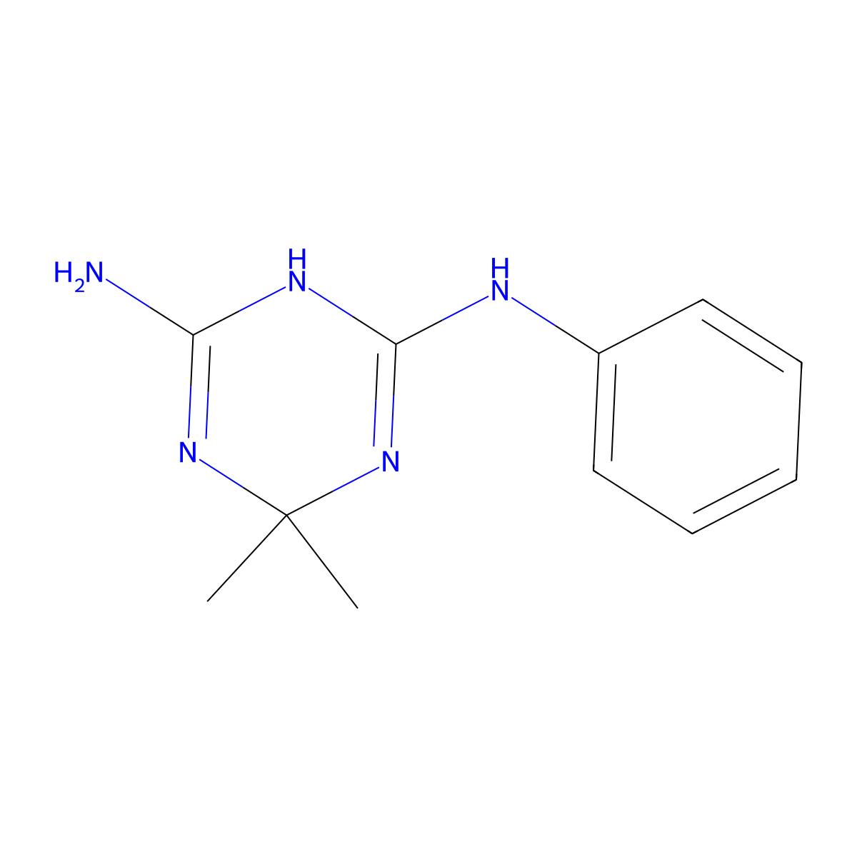 6,6-dimethyl-N2-phenyl-1,6-dihydro-1,3,5-triazine-2,4-diamine molecular structure, CAS 5405-66-3