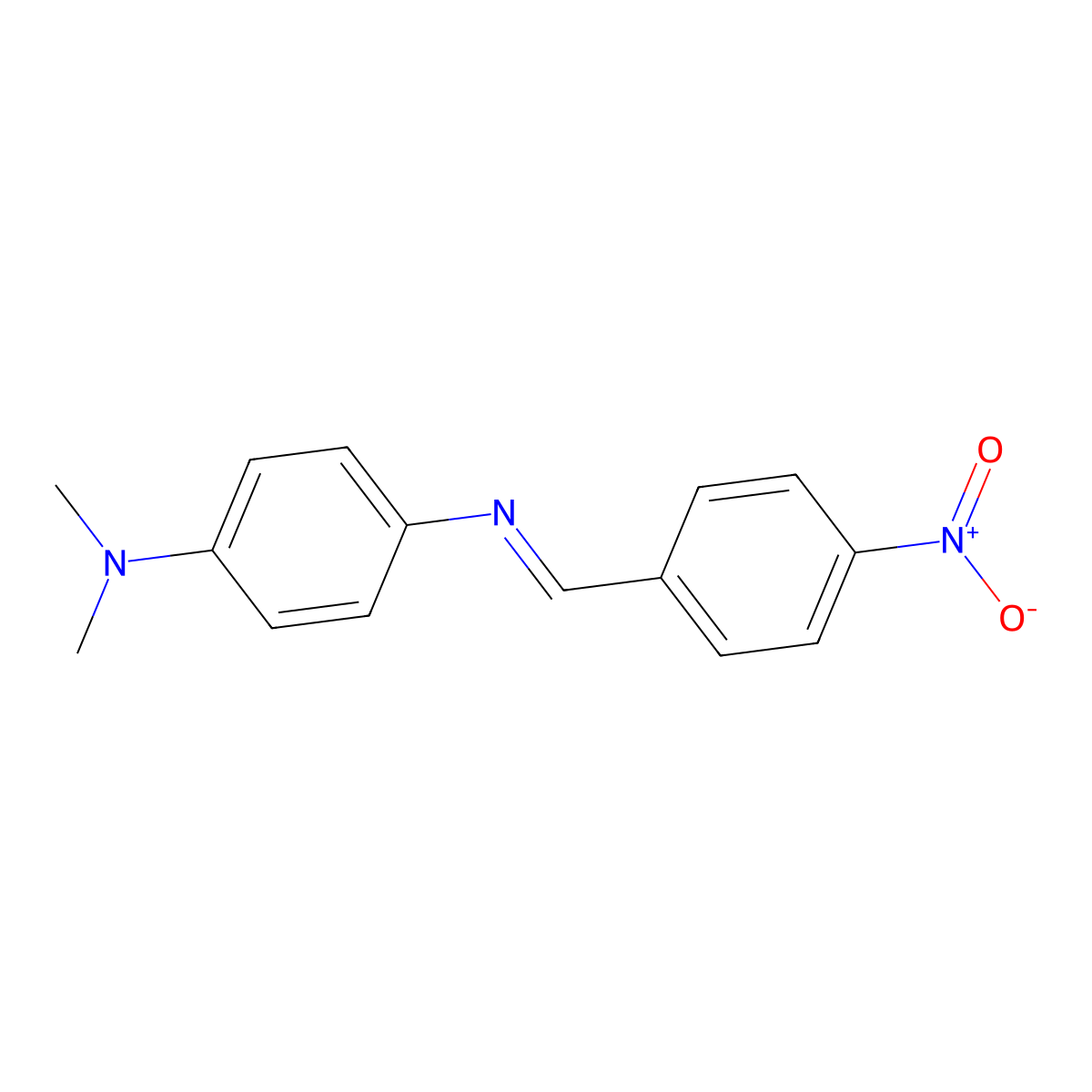 1,4-Benzenediamine, N,N-dimethyl-N'-[(4-nitrophenyl)methylene]-, (E)- molecular structure, CAS 54050-72-5