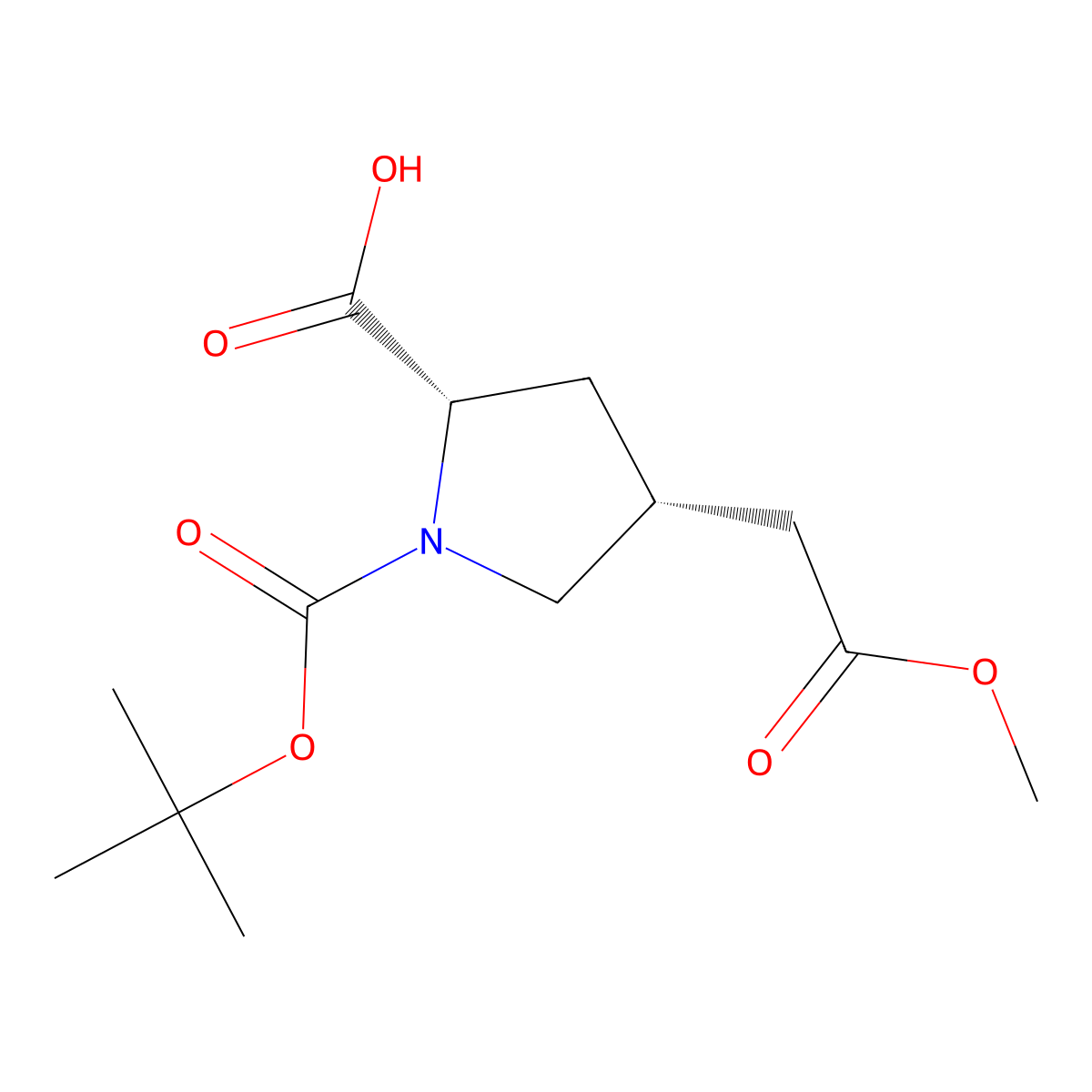 (2S,4R)-1-[(tert-butoxy)carbonyl]-4-(2-methoxy-2-oxoethyl)pyrrolidine-2-carboxylic acid molecular structure, CAS 540501-64-2