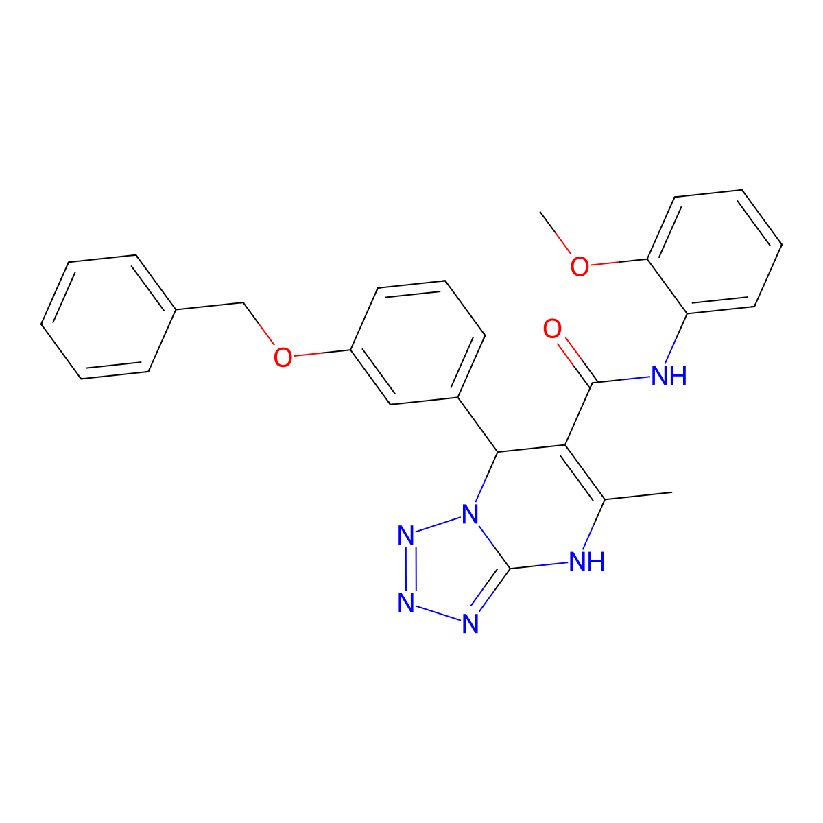 7-(3-(benzyloxy)phenyl)-N-(2-methoxyphenyl)-5-methyl-4,7-dihydrotetrazolo[1,5-a]pyrimidine-6-carboxamide molecular structure, CAS 540503-02-4