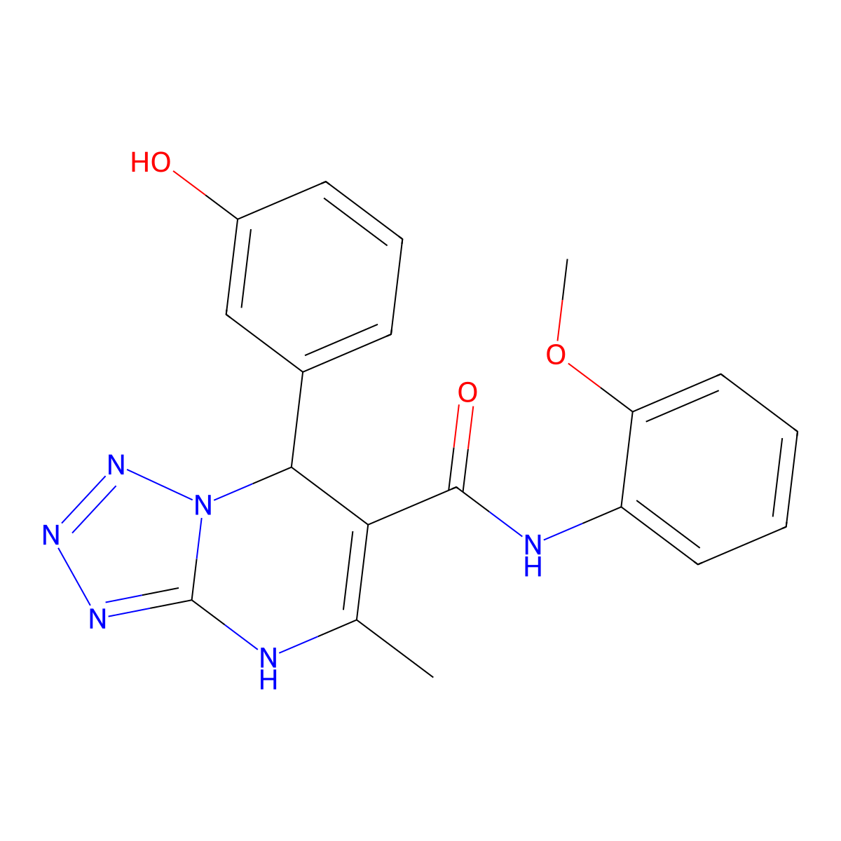 7-(3-hydroxyphenyl)-N-(2-methoxyphenyl)-5-methyl-4,7-dihydrotetrazolo[1,5-a]pyrimidine-6-carboxamide molecular structure, CAS 540503-13-7
