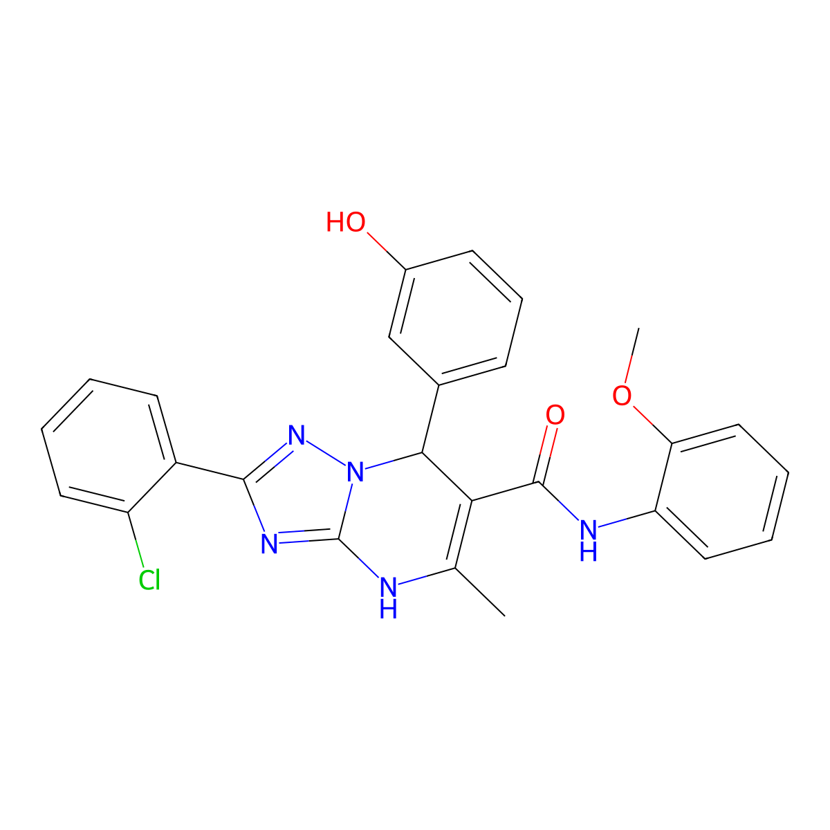 2-(2-chlorophenyl)-7-(3-hydroxyphenyl)-N-(2-methoxyphenyl)-5-methyl-4,7-dihydro-[1,2,4]triazolo[1,5-a]pyrimidine-6-carboxamide molecular structure, CAS 540505-61-1