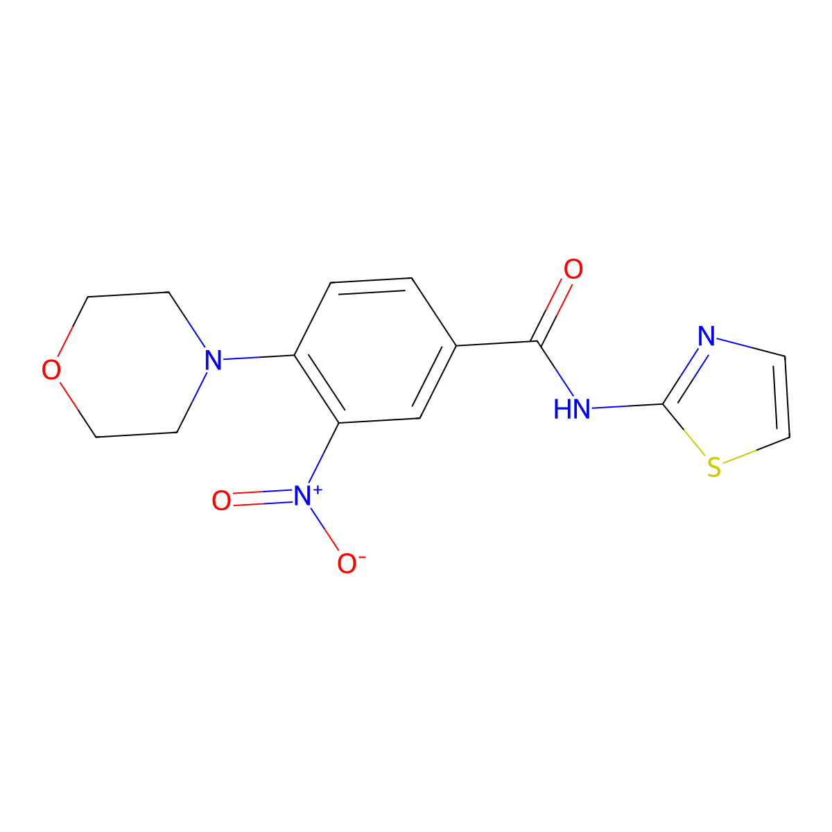 4-(4-morpholinyl)-3-nitro-N-(2-thiazolyl)benzamide molecular structure, CAS 540507-21-9