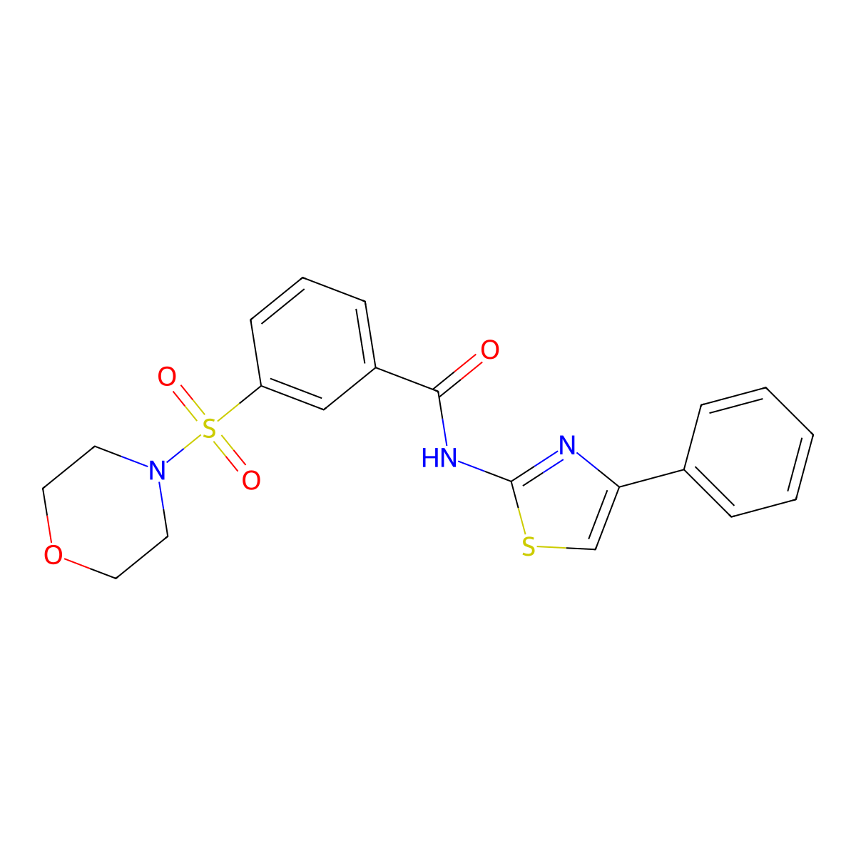 3-(morpholinosulfonyl)-N-(4-phenylthiazol-2-yl)benzamide molecular structure, CAS 540507-32-2