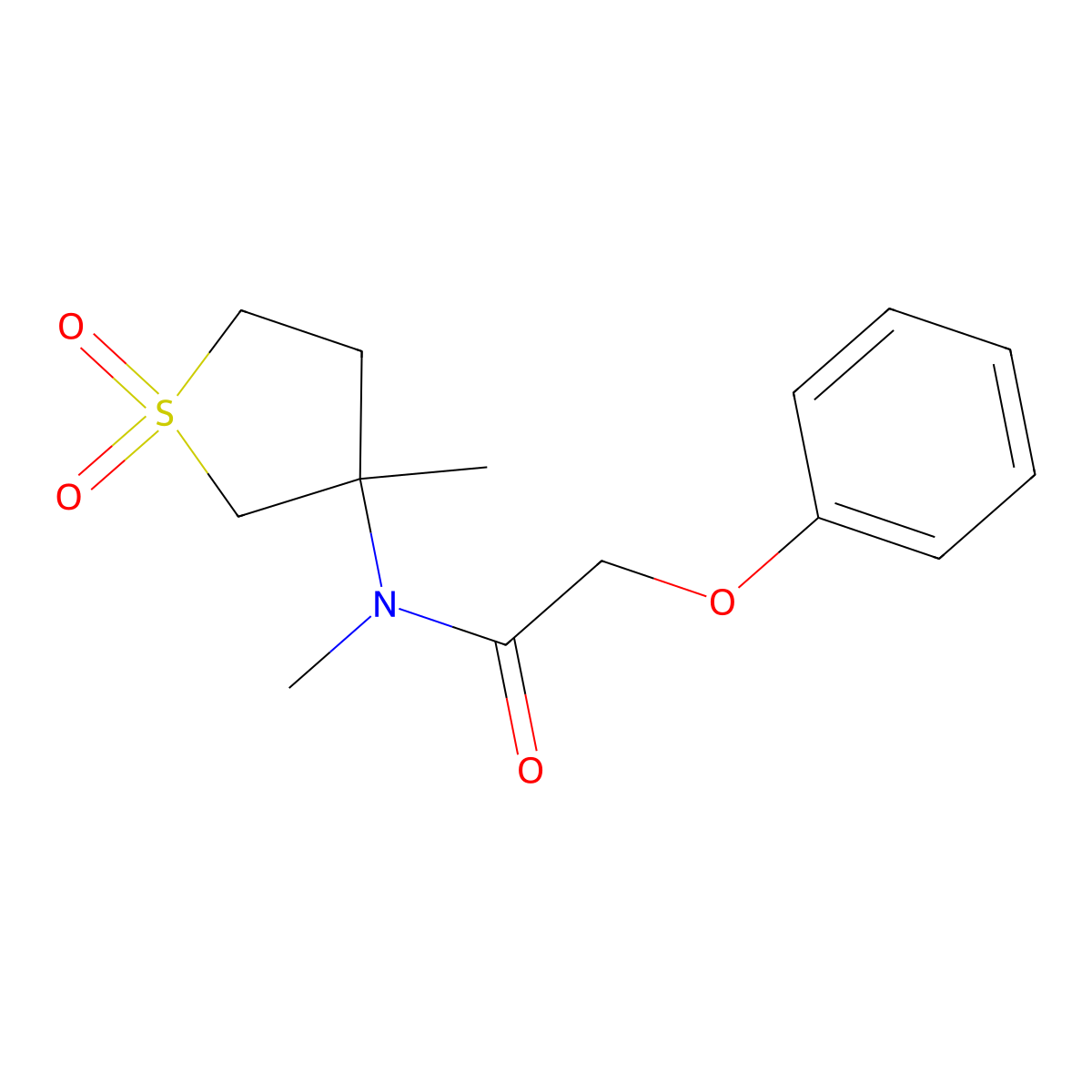 N-methyl-N-(3-methyl-1,1-dioxothiolan-3-yl)-2-phenoxyacetamide molecular structure, CAS 540507-45-7