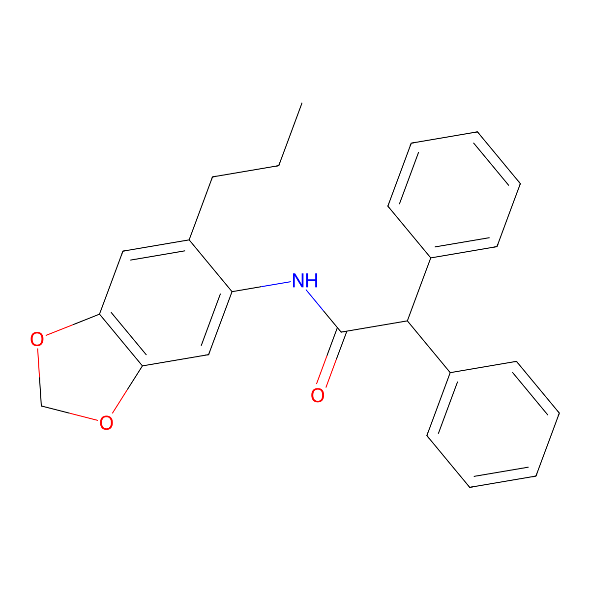 2,2-diphenyl-N-(6-propyl-1,3-benzodioxol-5-yl)acetamide molecular structure, CAS 540511-96-4