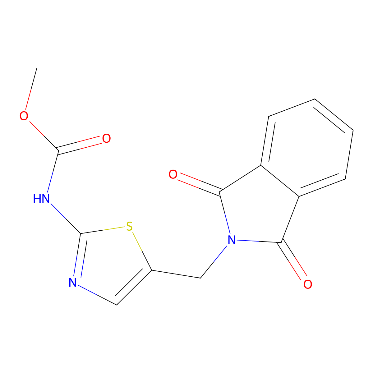 Methyl (5-((1,3-dioxoisoindolin-2-yl)methyl)thiazol-2-yl)carbamate molecular structure, CAS 540511-97-5