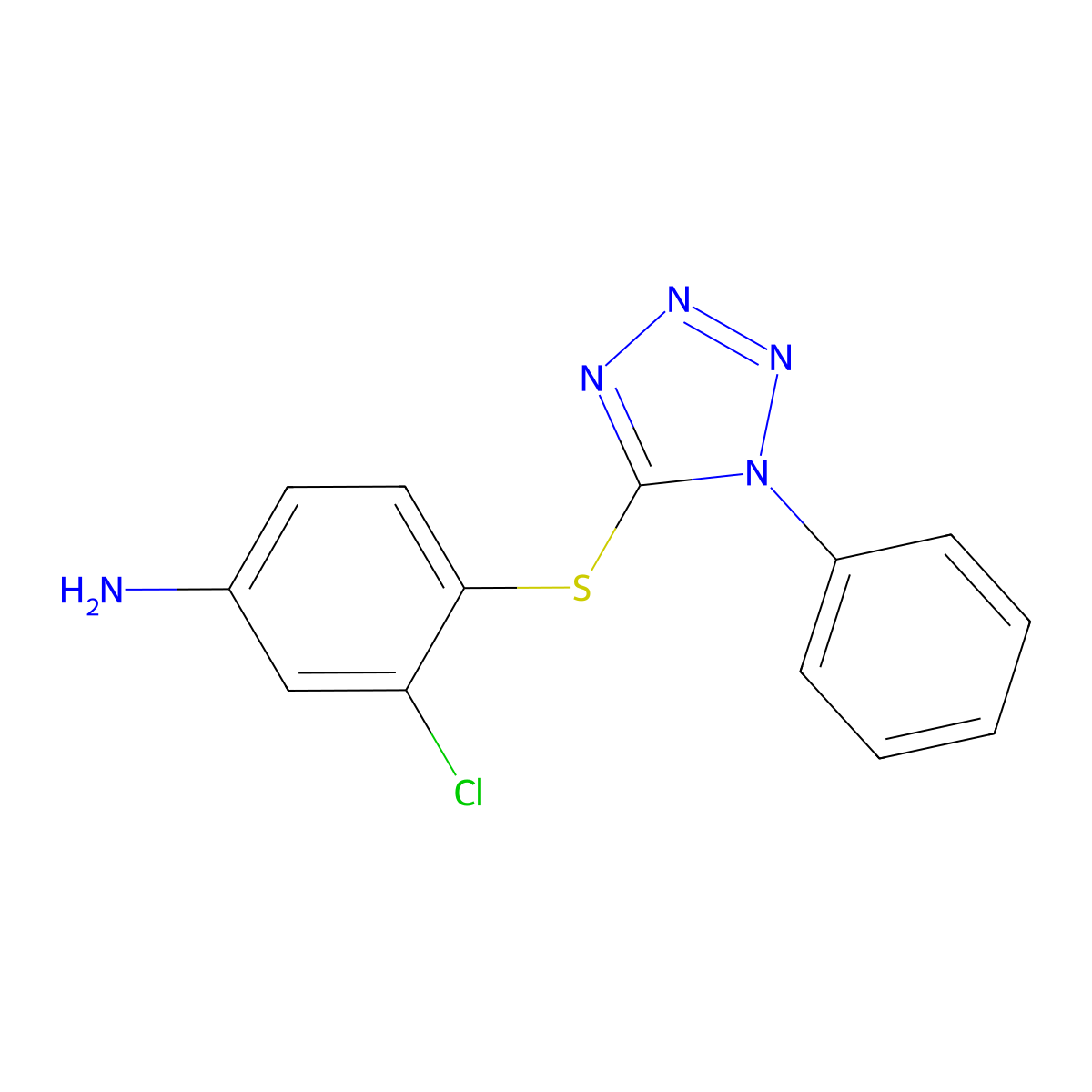 3-Chloro-4-(1-phenyl-1H-tetrazol-5-ylsulfanyl)-phenylamine molecular structure, CAS 540512-11-6