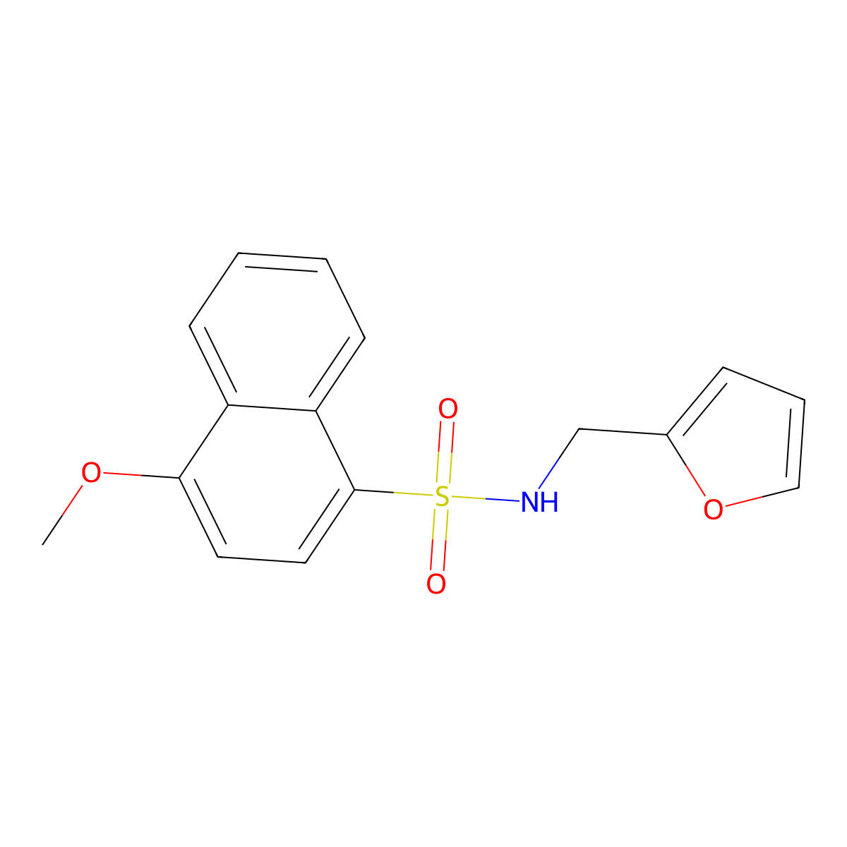 N-(furan-2-ylmethyl)-4-methoxynaphthalene-1-sulfonamide molecular structure, CAS 540512-56-9