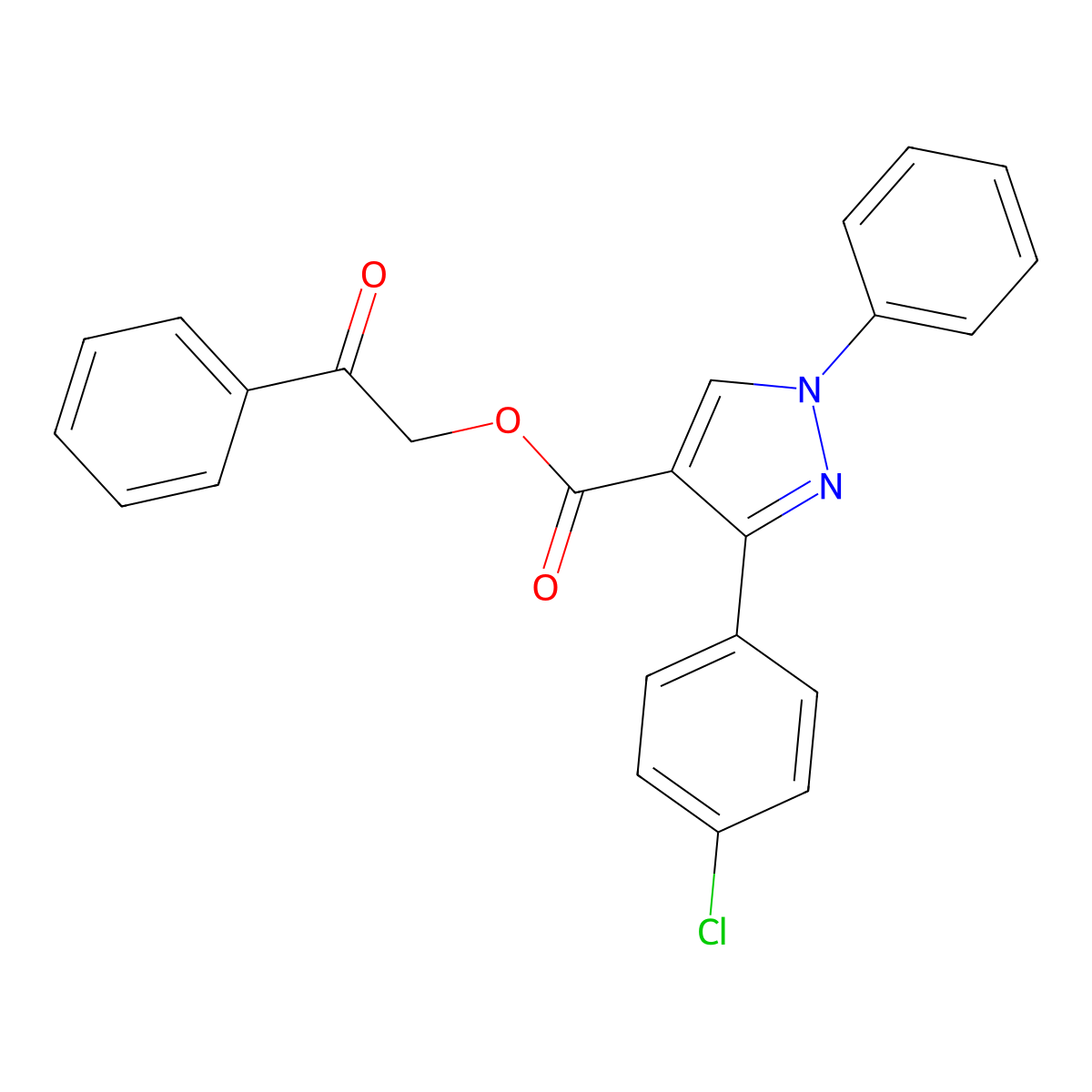 2-oxo-2-phenylethyl 3-(4-chlorophenyl)-1-phenyl-1H-pyrazole-4-carboxylate molecular structure, CAS 540512-67-2