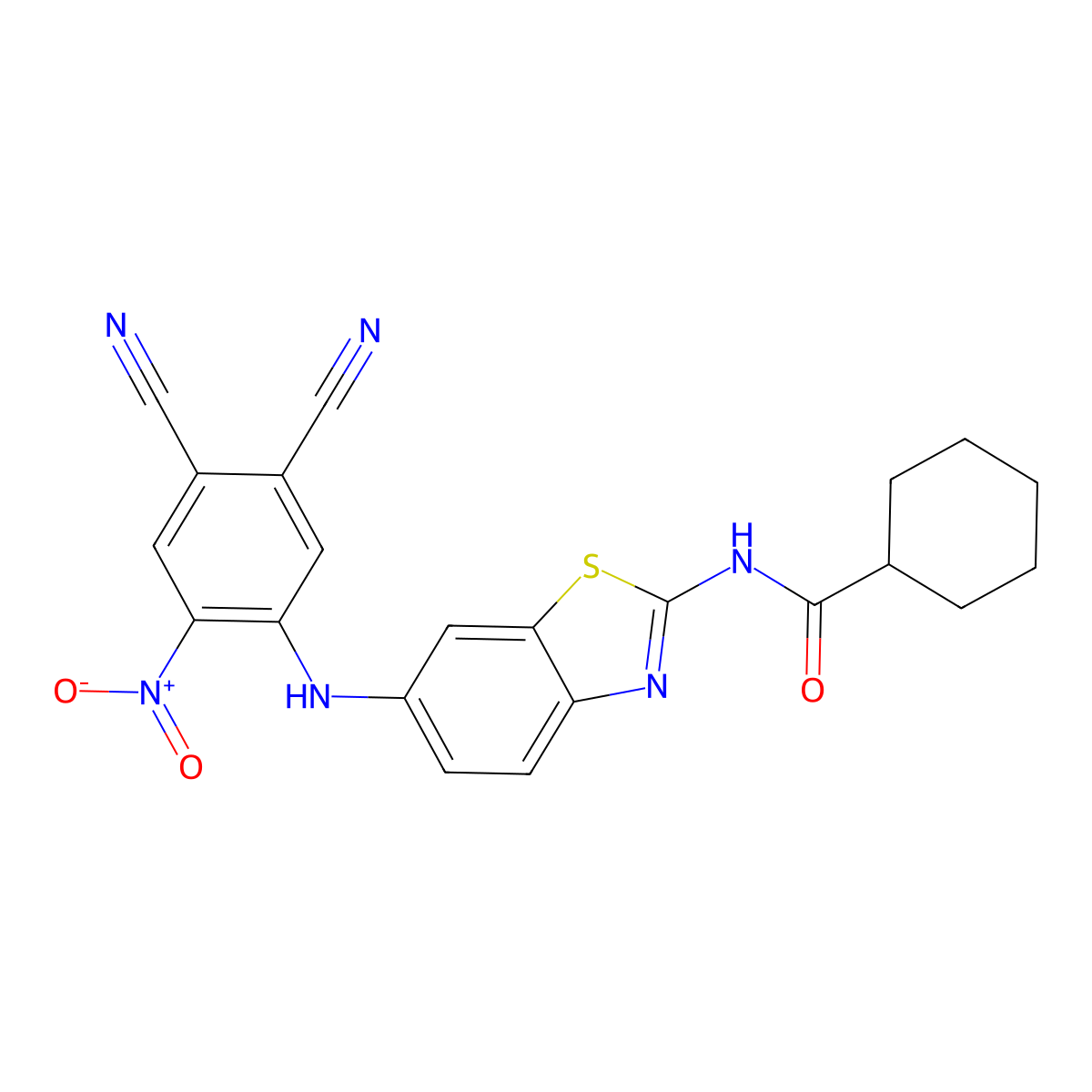 N-[6-(4,5-dicyano-2-nitroanilino)-1,3-benzothiazol-2-yl]cyclohexanecarboxamide molecular structure, CAS 540512-86-5