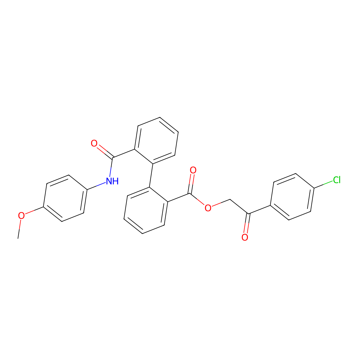 [2-(4-Chlorophenyl)-2-oxoethyl] 2-[2-[(4-methoxyphenyl)carbamoyl]phenyl]benzoate molecular structure, CAS 540512-92-3