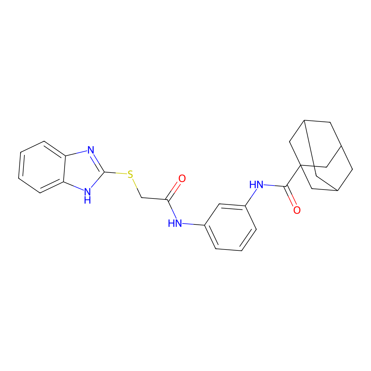N-[3-[[2-(1H-benzimidazol-2-ylsulfanyl)acetyl]amino]phenyl]adamantane-1-carboxamide molecular structure, CAS 540513-03-9