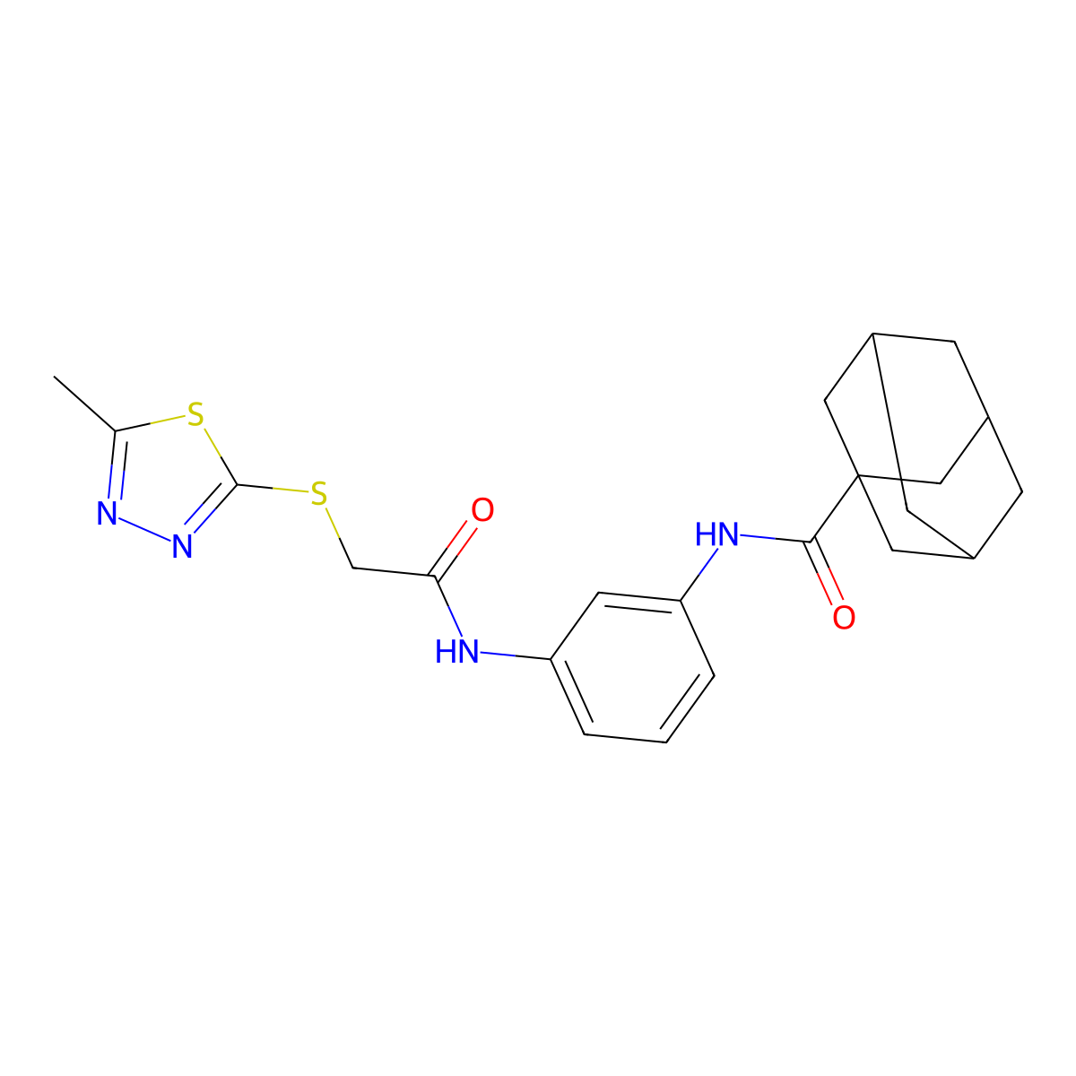 N-[3-[[2-[(5-methyl-1,3,4-thiadiazol-2-yl)sulfanyl]acetyl]amino]phenyl]adamantane-1-carboxamide molecular structure, CAS 540513-05-1