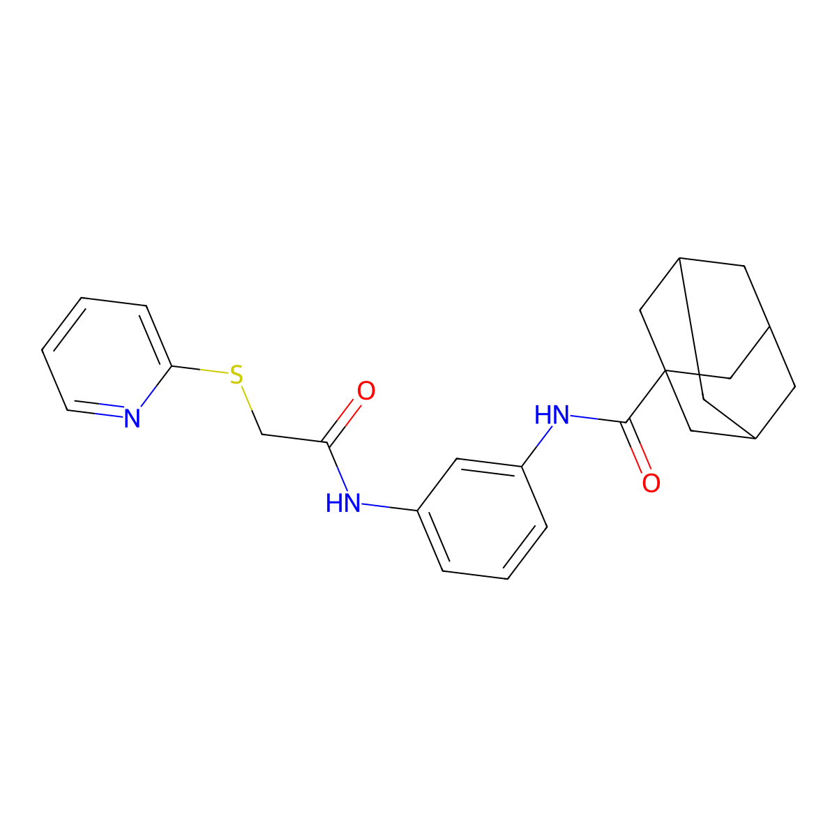 N-[3-[(2-pyridin-2-ylsulfanylacetyl)amino]phenyl]adamantane-1-carboxamide molecular structure, CAS 540513-11-9