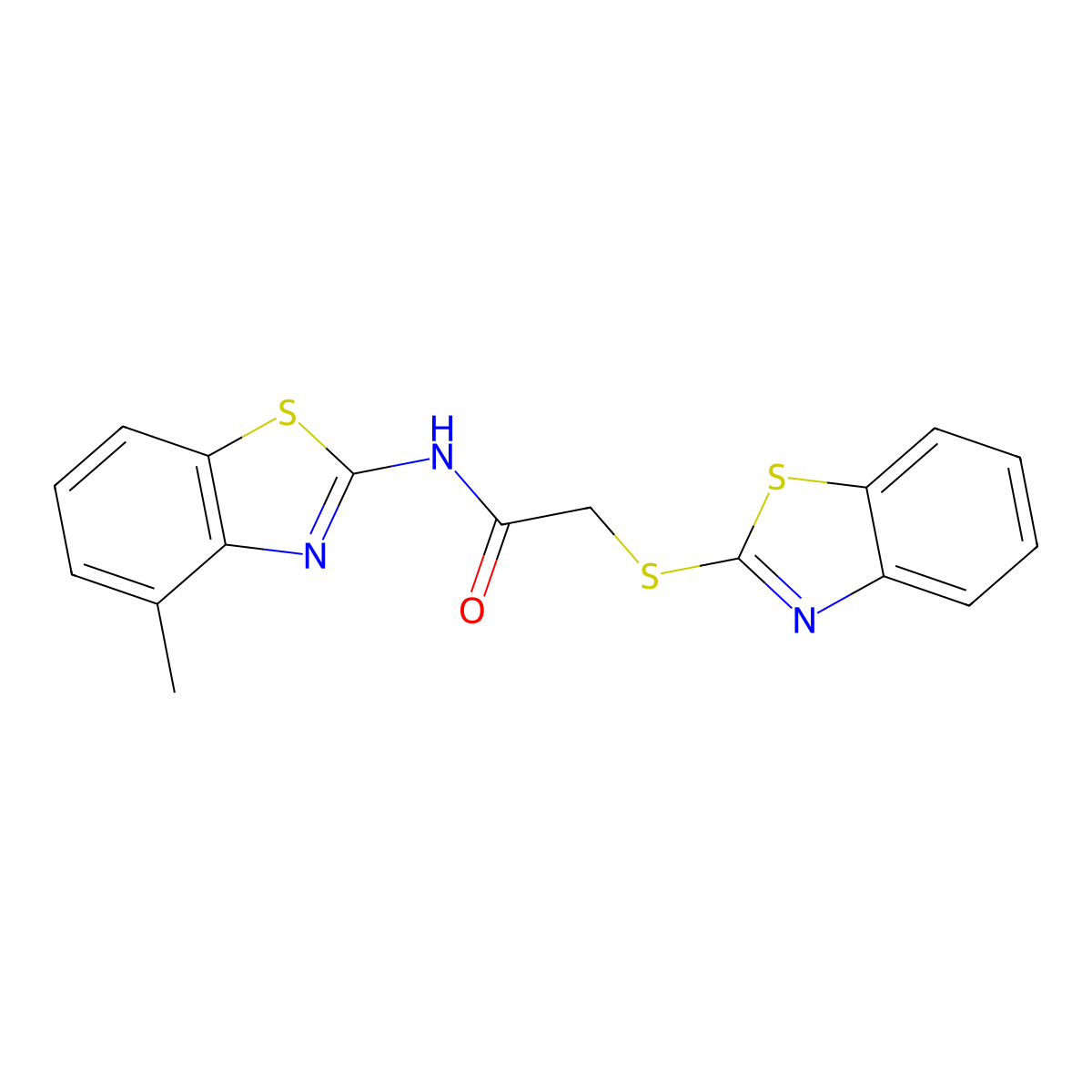 2-(1,3-benzothiazol-2-ylsulfanyl)-N-(4-methyl-1,3-benzothiazol-2-yl)acetamide molecular structure, CAS 540513-38-0