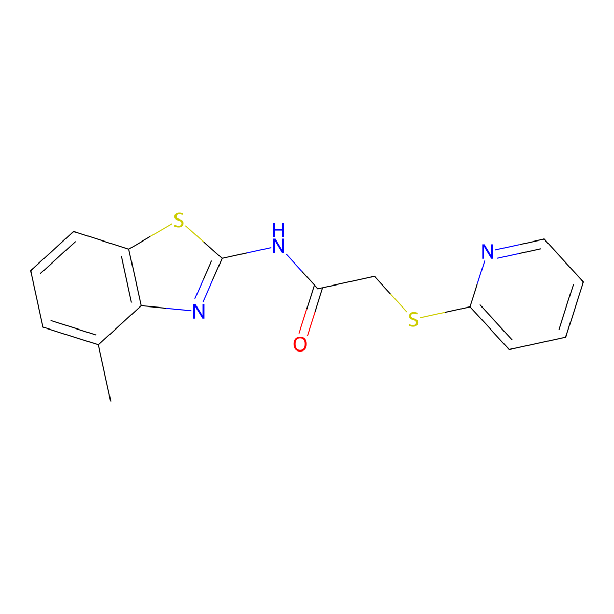 N-(4-methyl-1,3-benzothiazol-2-yl)-2-pyridin-2-ylsulfanylacetamide molecular structure, CAS 540513-44-8