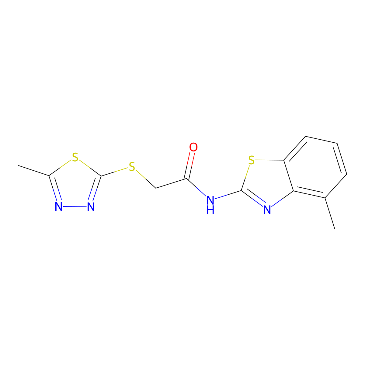 N-(4-methyl-1,3-benzothiazol-2-yl)-2-[(5-methyl-1,3,4-thiadiazol-2-yl)sulfanyl]acetamide molecular structure, CAS 540513-46-0