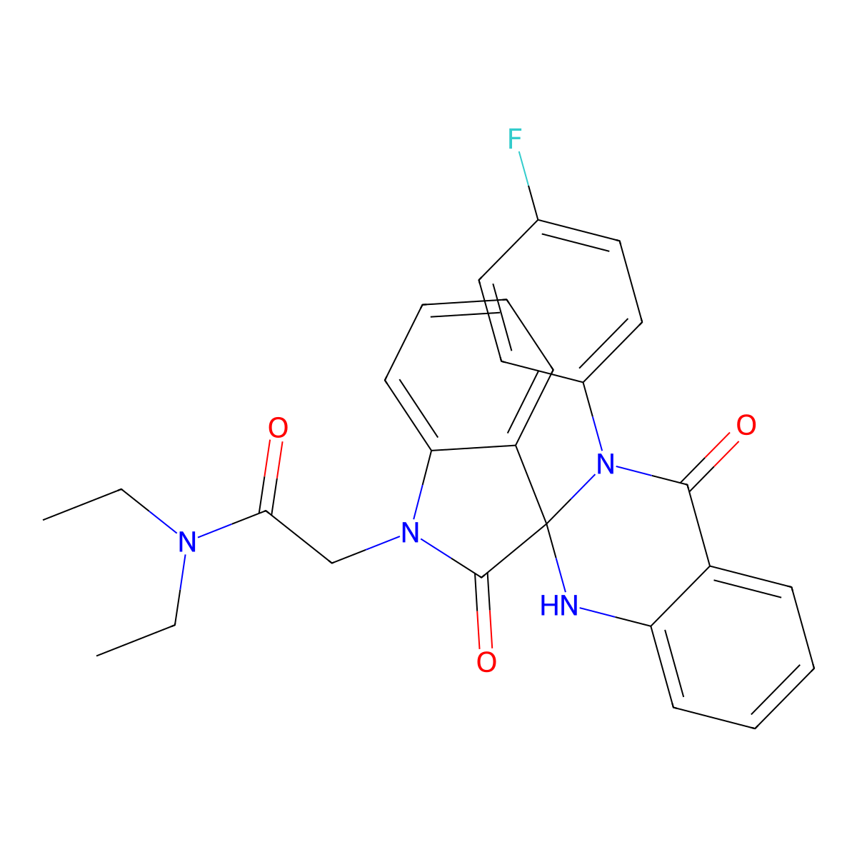 N,N-diethyl-2-[3-(4-fluorophenyl)-2',4-dioxospiro[1H-quinazoline-2,3'-indole]-1'-yl]acetamide molecular structure, CAS 540513-84-6