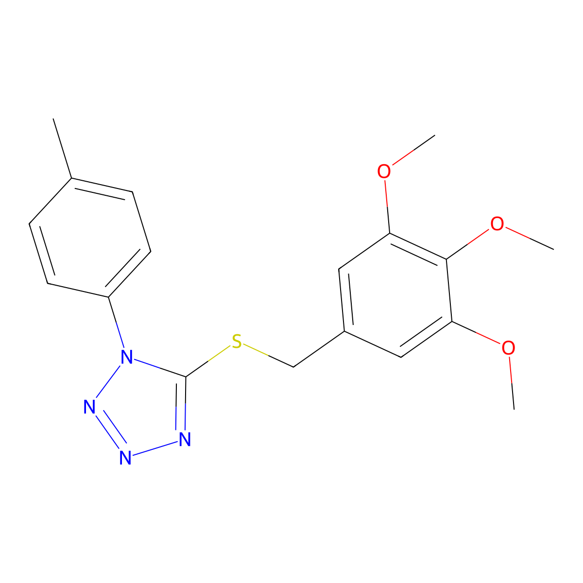 1-(4-Methylphenyl)-5-[(3,4,5-trimethoxyphenyl)methylsulfanyl]tetrazole molecular structure, CAS 540513-86-8