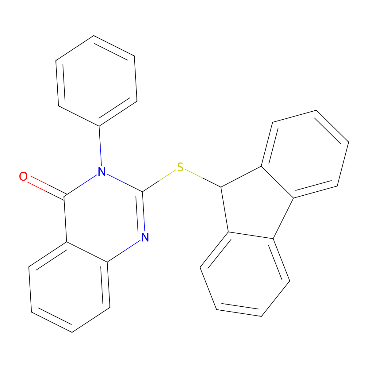 2-(9H-fluoren-9-ylsulfanyl)-3-phenylquinazolin-4-one molecular structure, CAS 540513-88-0