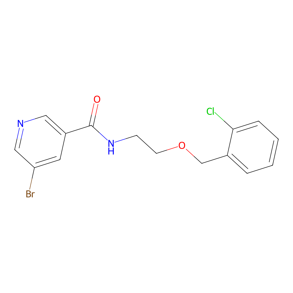 5-bromo-N-[2-[(2-chlorophenyl)methoxy]ethyl]pyridine-3-carboxamide molecular structure, CAS 540514-17-8