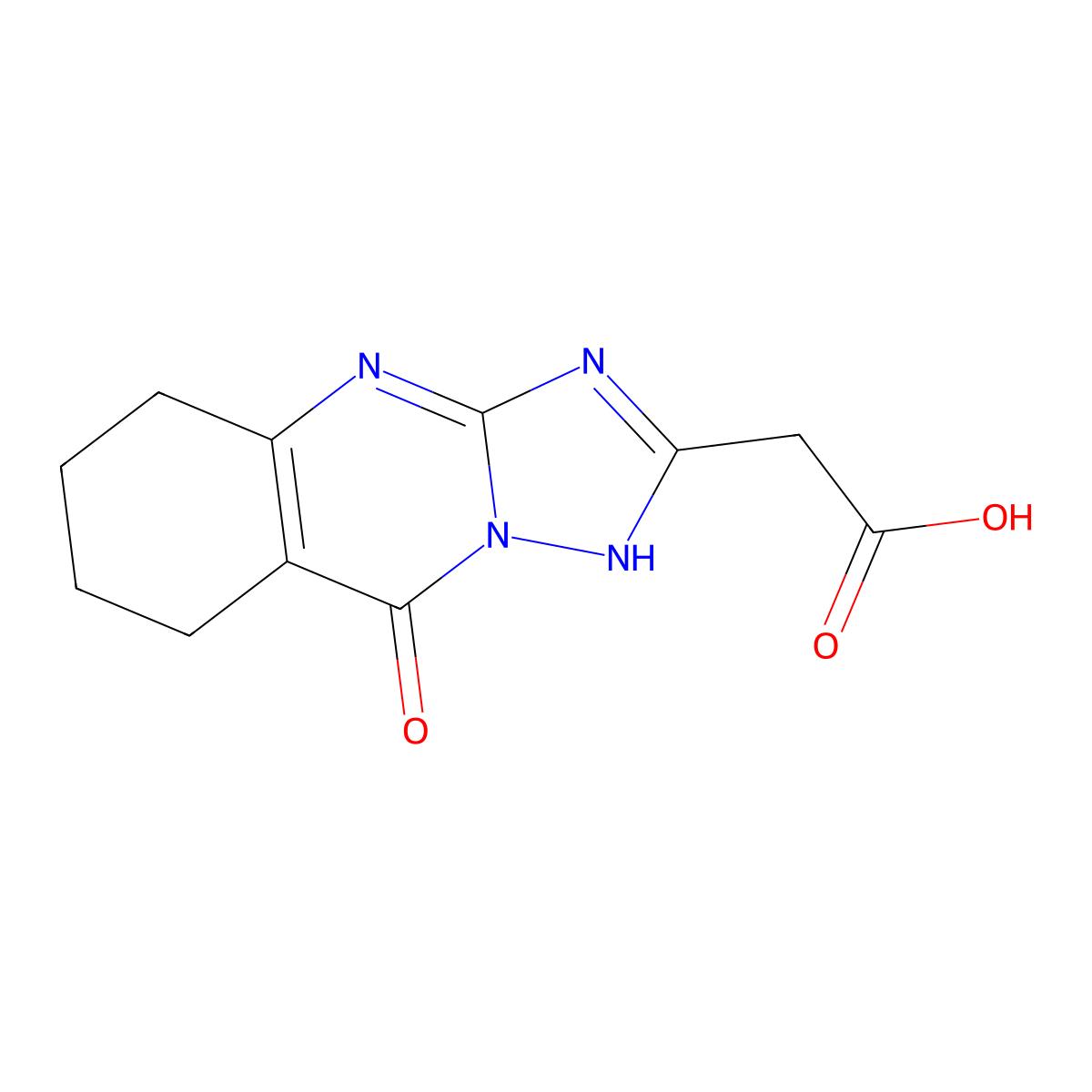 (9-Oxo-4,5,6,7,8,9-hexahydro-[1,2,4]triazolo-[5,1-B]quinazolin-2-YL)-acetic acid molecular structure, CAS 540514-18-9