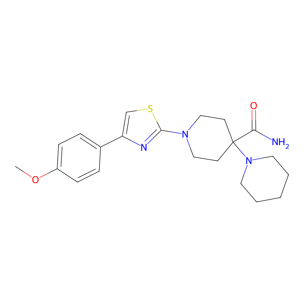 1-[4-(4-Methoxyphenyl)-1,3-thiazol-2-yl]-4-piperidin-1-ylpiperidine-4-carboxamide molecular structure, CAS 540514-30-5