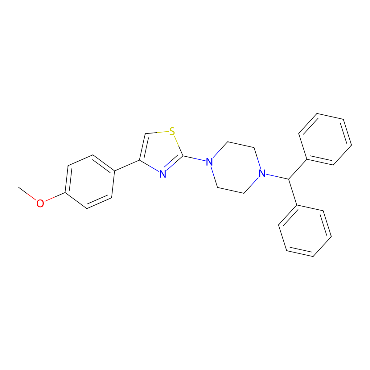 2-(4-Benzhydrylpiperazin-1-yl)-4-(4-methoxyphenyl)-1,3-thiazole molecular structure, CAS 540514-36-1