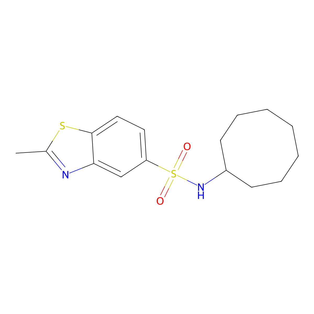 N-cyclooctyl-2-methyl-1,3-benzothiazole-5-sulfonamide molecular structure, CAS 540514-38-3
