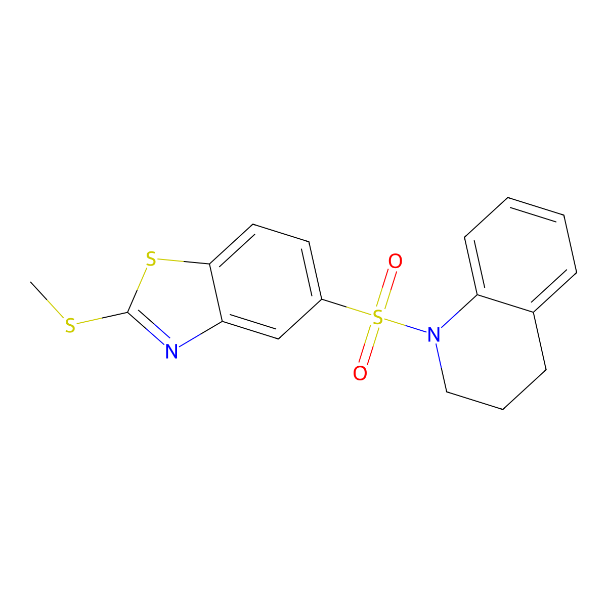 5-(3,4-dihydro-2H-quinolin-1-ylsulfonyl)-2-methylsulfanyl-1,3-benzothiazole molecular structure, CAS 540514-46-3