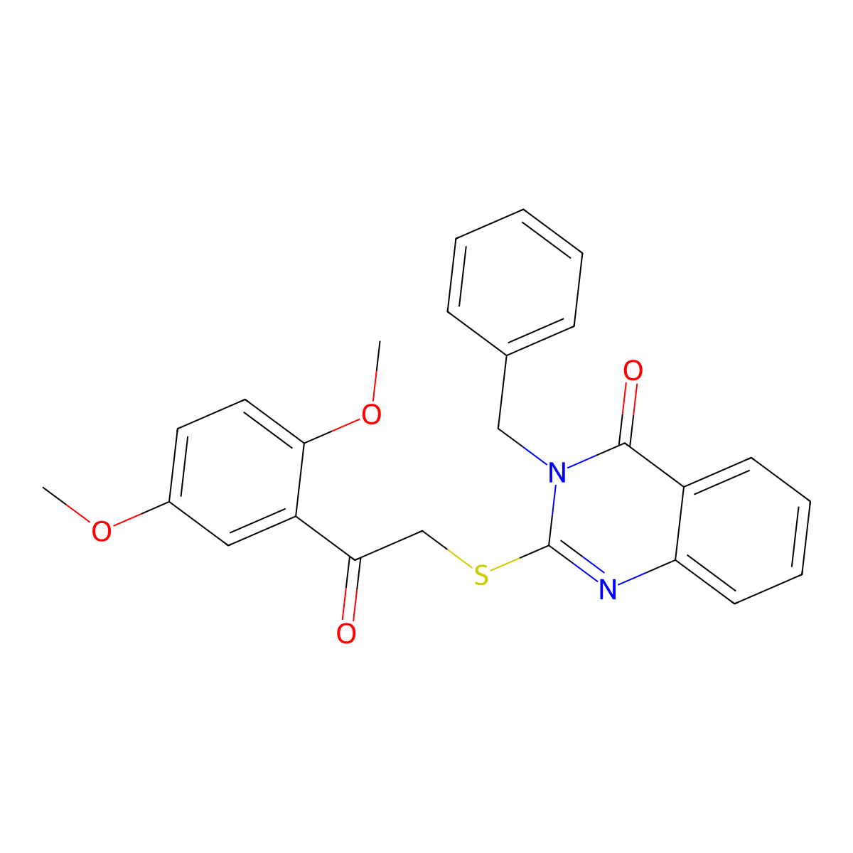 3-Benzyl-2-[2-(2,5-dimethoxyphenyl)-2-oxoethyl]sulfanylquinazolin-4-one molecular structure, CAS 540514-53-2