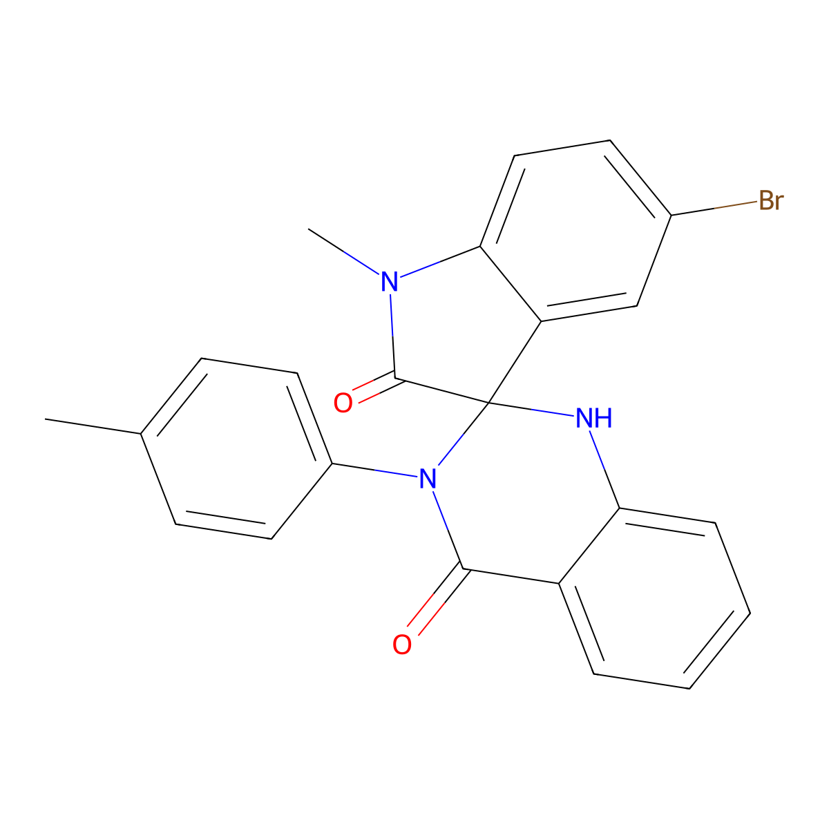 5-bromo-1-methyl-3'-(4-methylphenyl)-1'H-spiro[indole-3,2'-quinazoline]-2,4'(1H,3'H)-dione molecular structure, CAS 540514-58-7