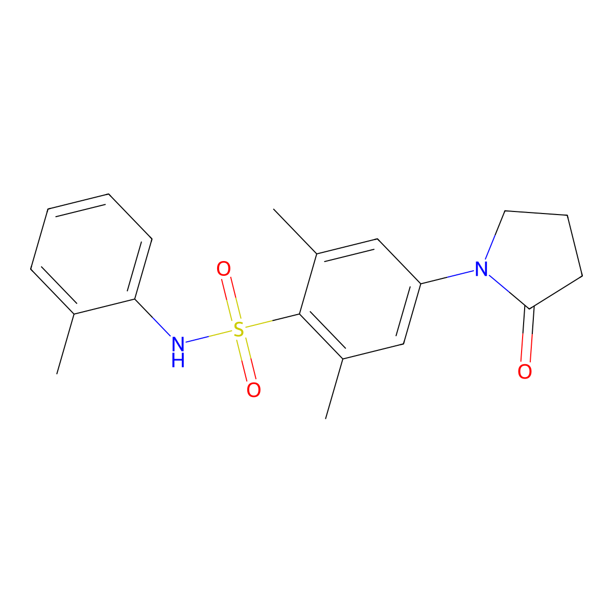 2,6-dimethyl-N-(2-methylphenyl)-4-(2-oxopyrrolidin-1-yl)benzenesulfonamide molecular structure, CAS 540514-67-8