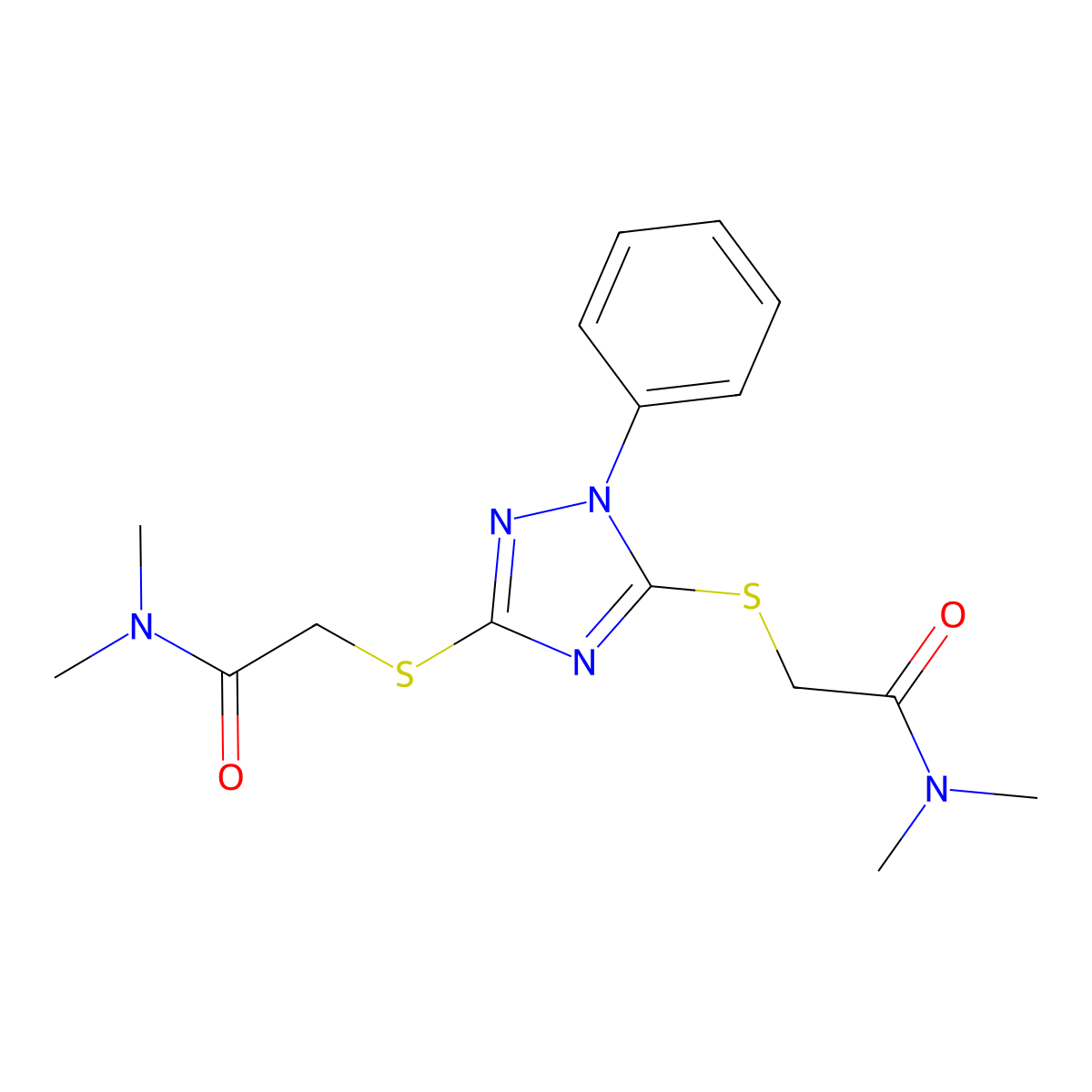 2-[[5-[2-(dimethylamino)-2-oxoethyl]sulfanyl-1-phenyl-1,2,4-triazol-3-yl]sulfanyl]-N,N-dimethylacetamide molecular structure, CAS 540515-10-4