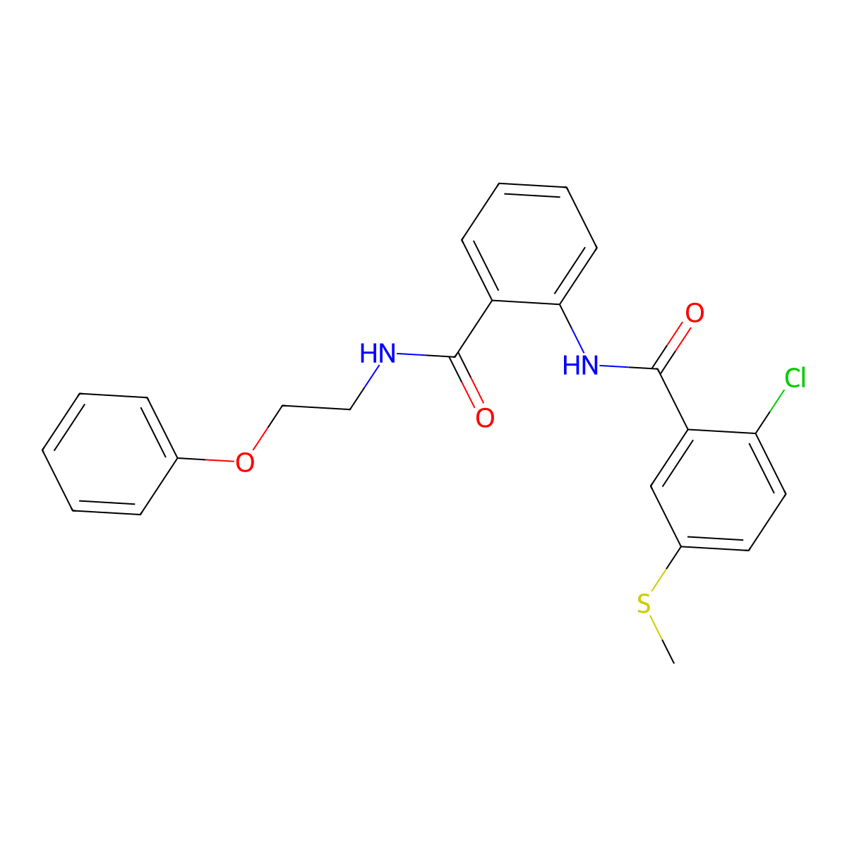 2-chloro-5-methylsulfanyl-N-[2-(2-phenoxyethylcarbamoyl)phenyl]benzamide molecular structure, CAS 540515-11-5