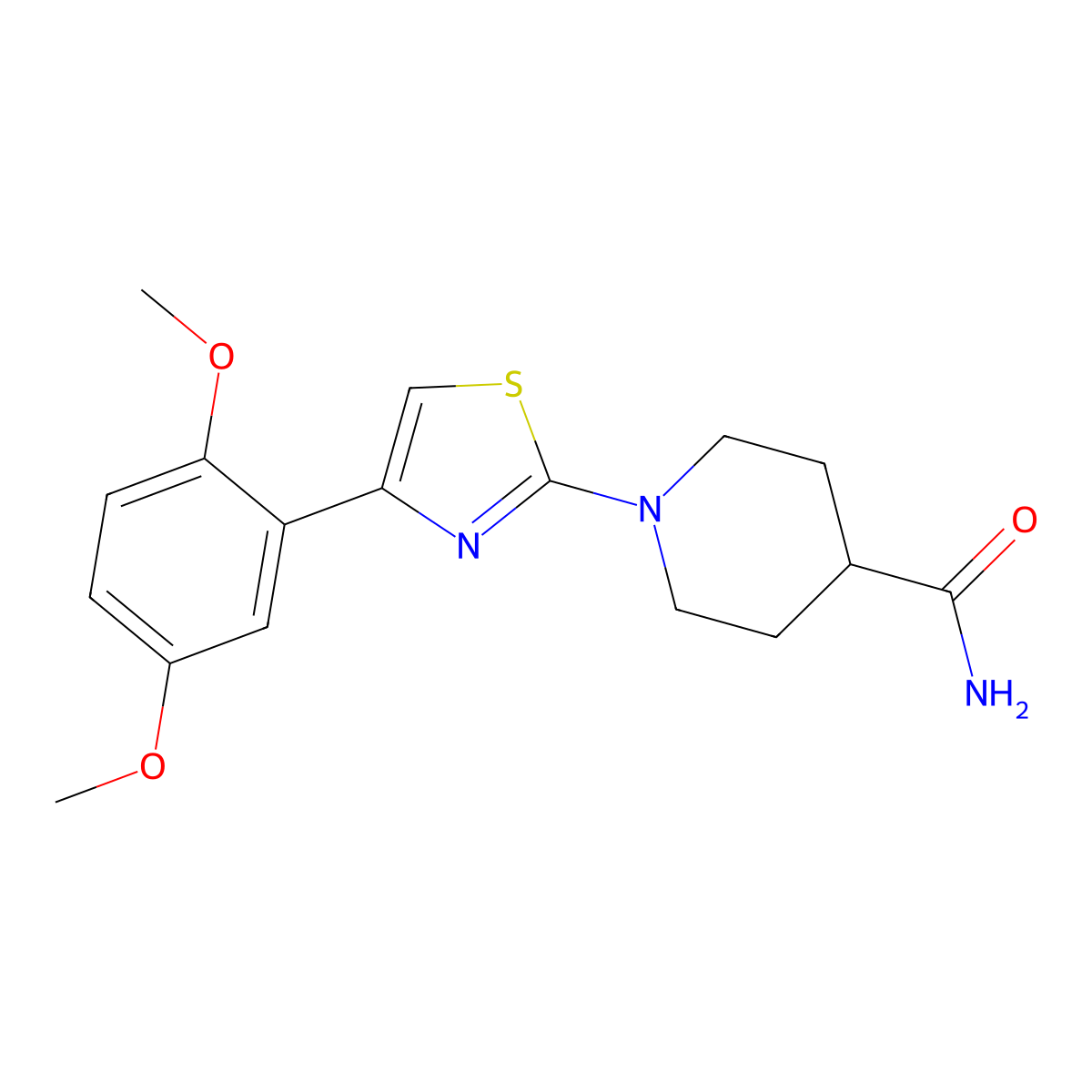 1-[4-(2,5-Dimethoxyphenyl)-1,3-thiazol-2-yl]piperidine-4-carboxamide molecular structure, CAS 540515-32-0