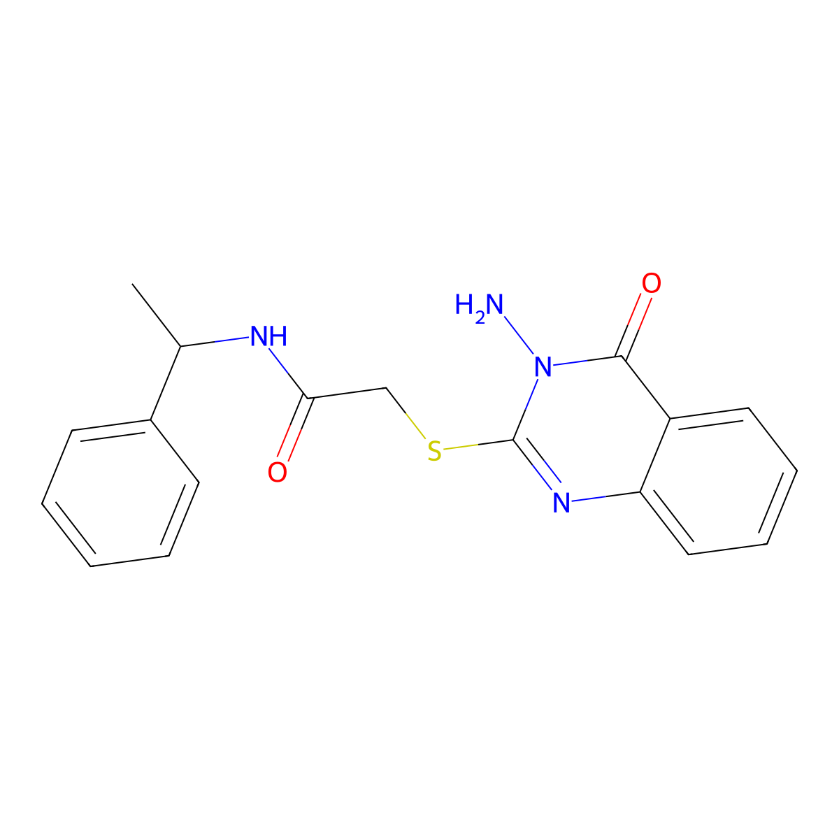 2-(3-amino-4-oxoquinazolin-2-yl)sulfanyl-N-(1-phenylethyl)acetamide molecular structure, CAS 540515-38-6
