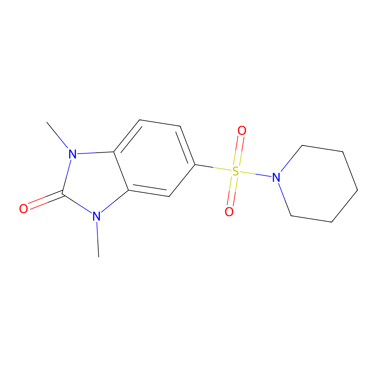 1,3-Dimethyl-5-piperidin-1-ylsulfonylbenzimidazol-2-one molecular structure, CAS 540515-41-1