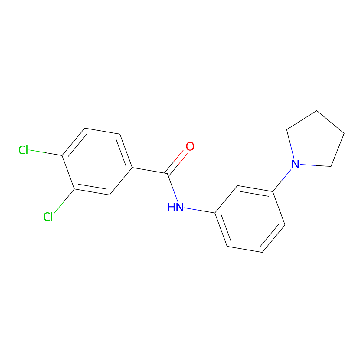 3,4-dichloro-N-(3-pyrrolidin-1-ylphenyl)benzamide molecular structure, CAS 540515-42-2