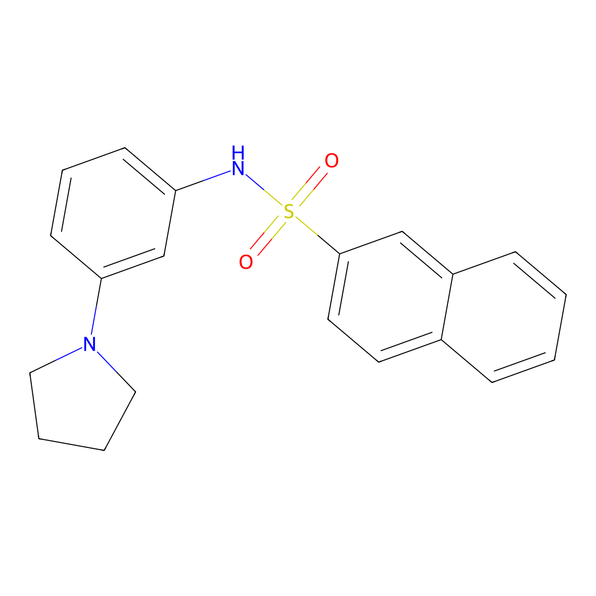N-(3-pyrrolidin-1-ylphenyl)naphthalene-2-sulfonamide molecular structure, CAS 540515-48-8