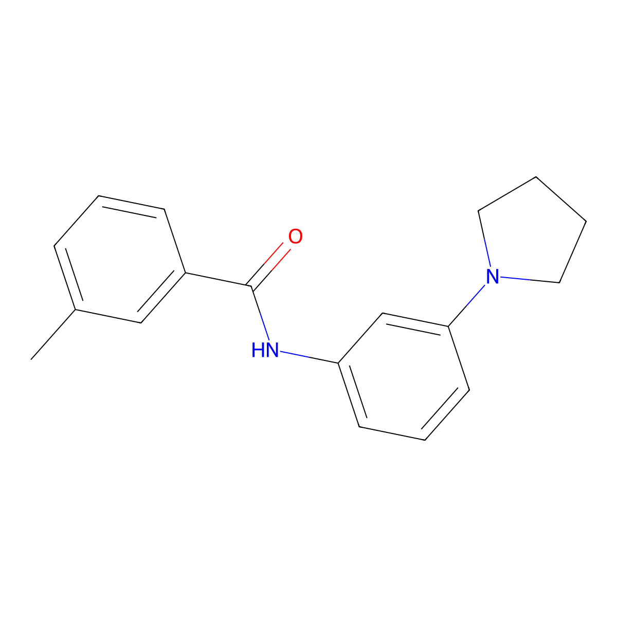 3-methyl-N-[3-(pyrrolidin-1-yl)phenyl]benzamide molecular structure, CAS 540515-58-0